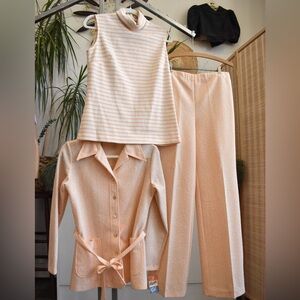Vintage 1970s Peach 3 piece Leisure Suit